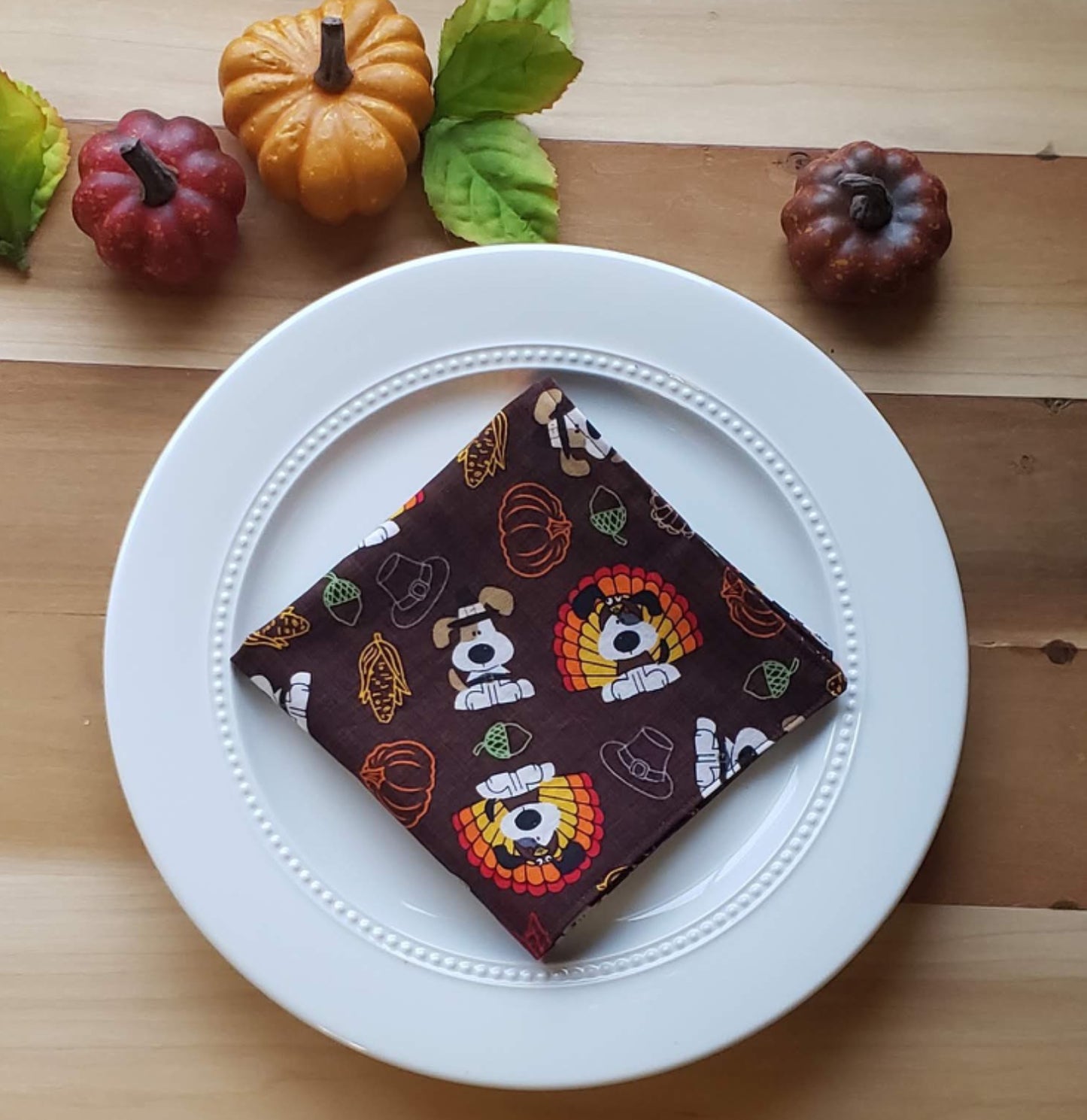 Thanksgiving Puppy Reusable Cloth Napkins - Set of 4