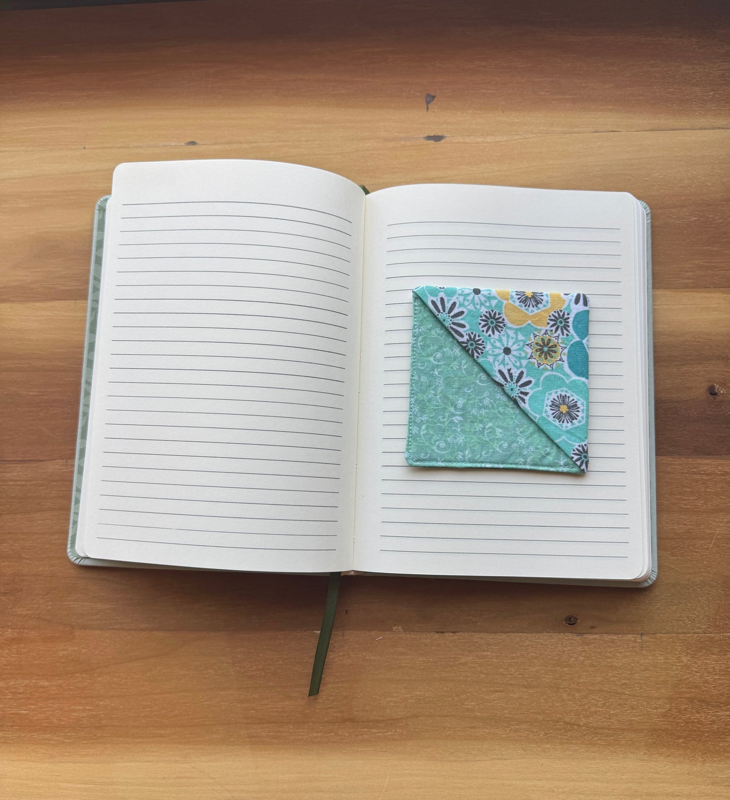 Teal Retro Flower Corner Bookmark