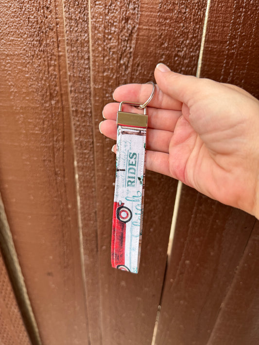 Christmas Red Truck Key Wristlet
