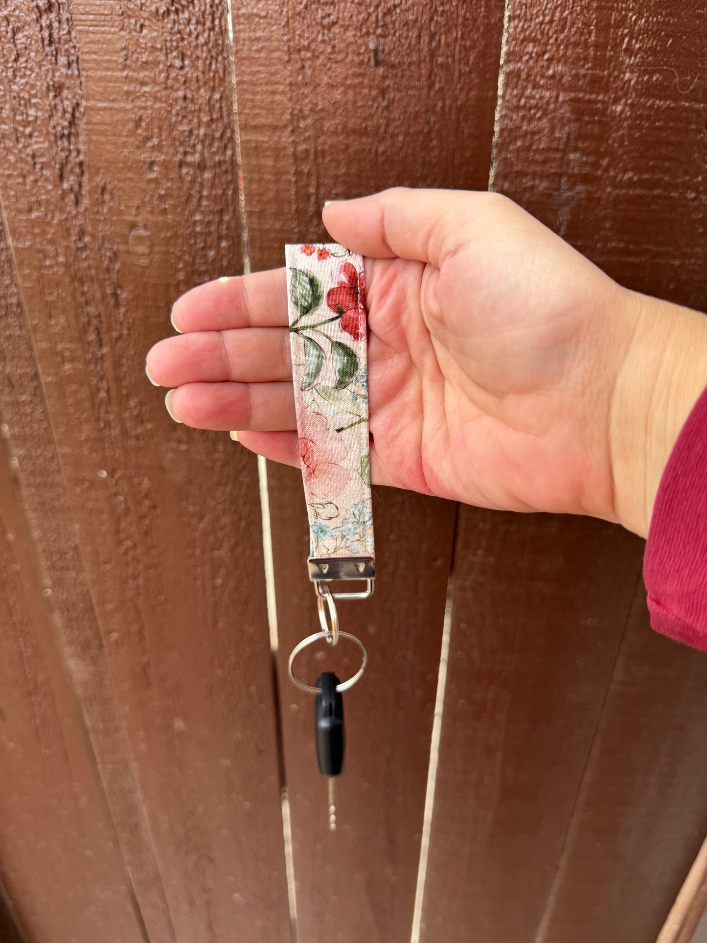 Watercolor Flower Key Wristlet