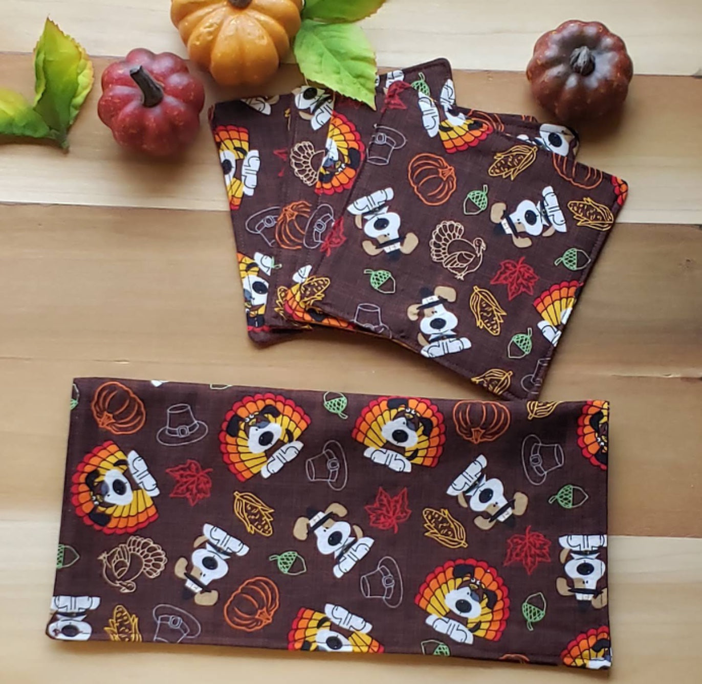 Thanksgiving Puppy Reusable Cloth Napkins - Set of 4