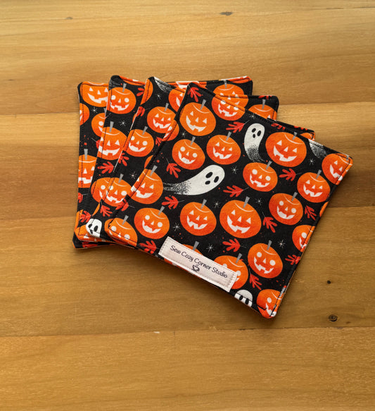 Ghosts and Pumpkins Large Coasters, Set of 4