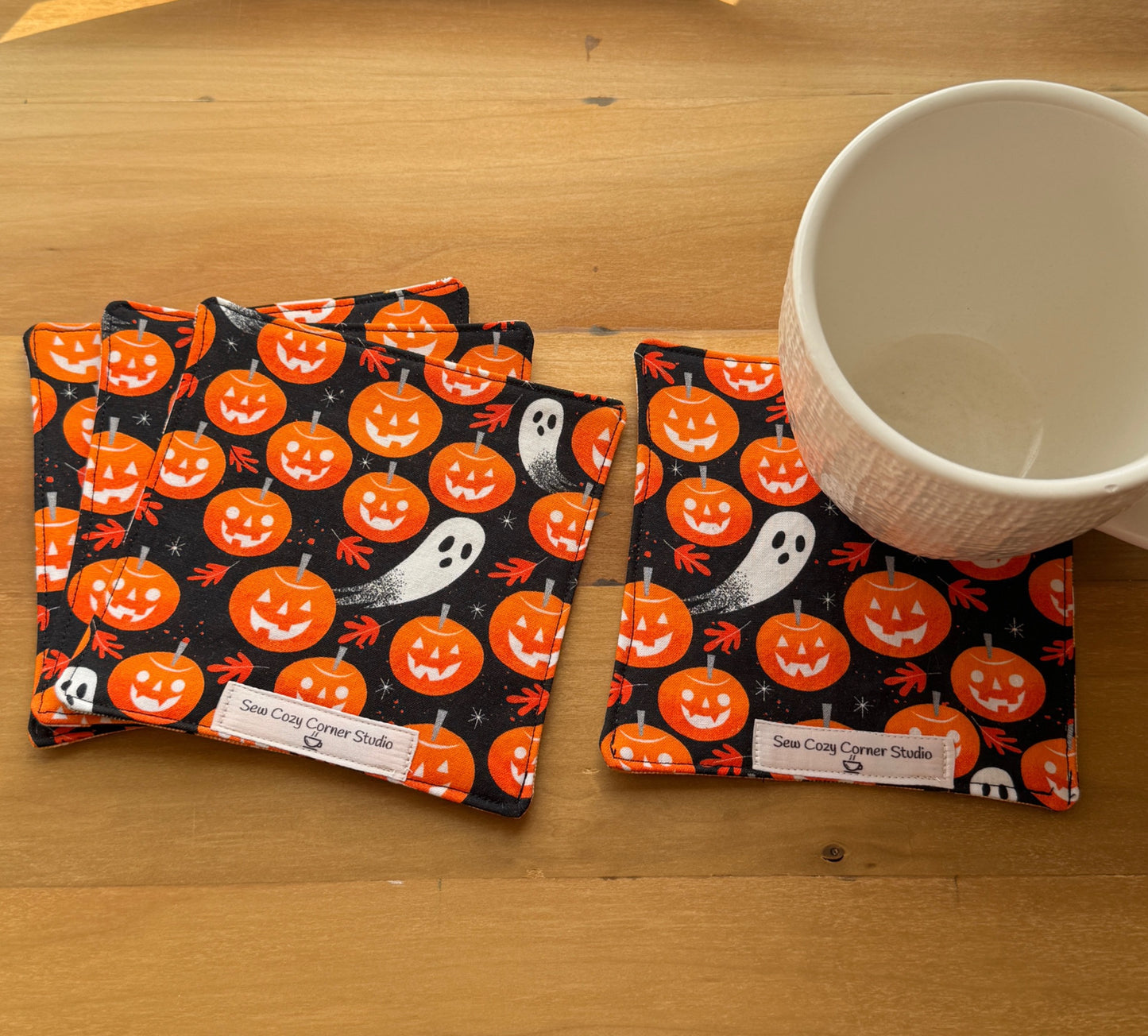 Ghosts and Pumpkins Large Coasters, Set of 4