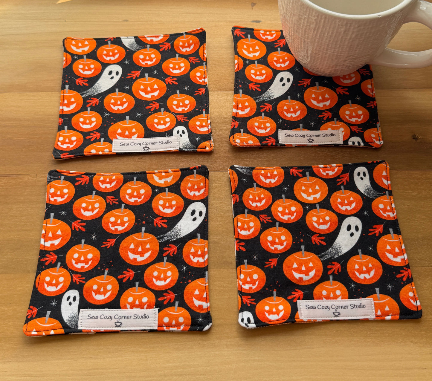 Ghosts and Pumpkins Large Coasters, Set of 4