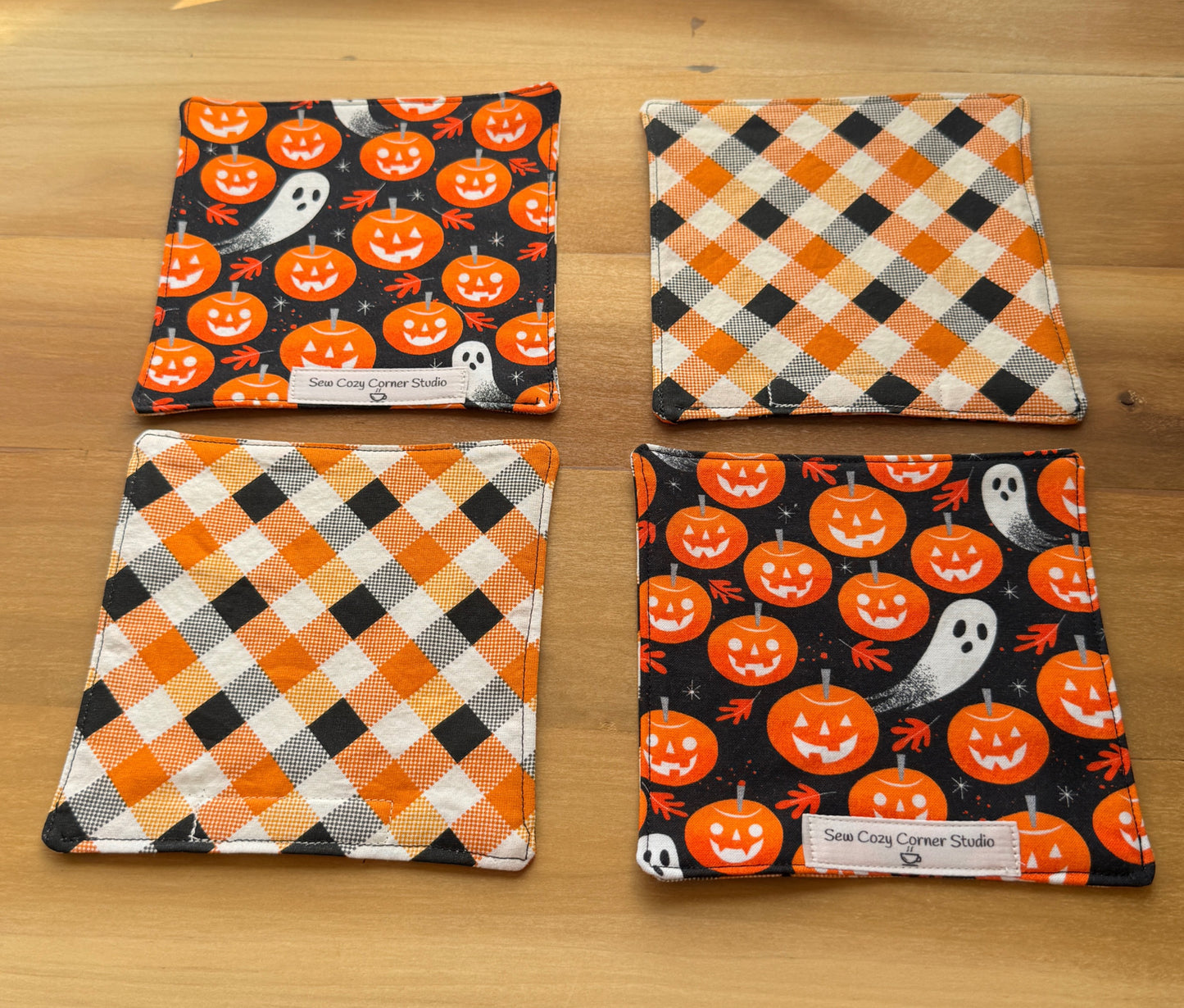 Ghosts and Pumpkins Large Coasters, Set of 4