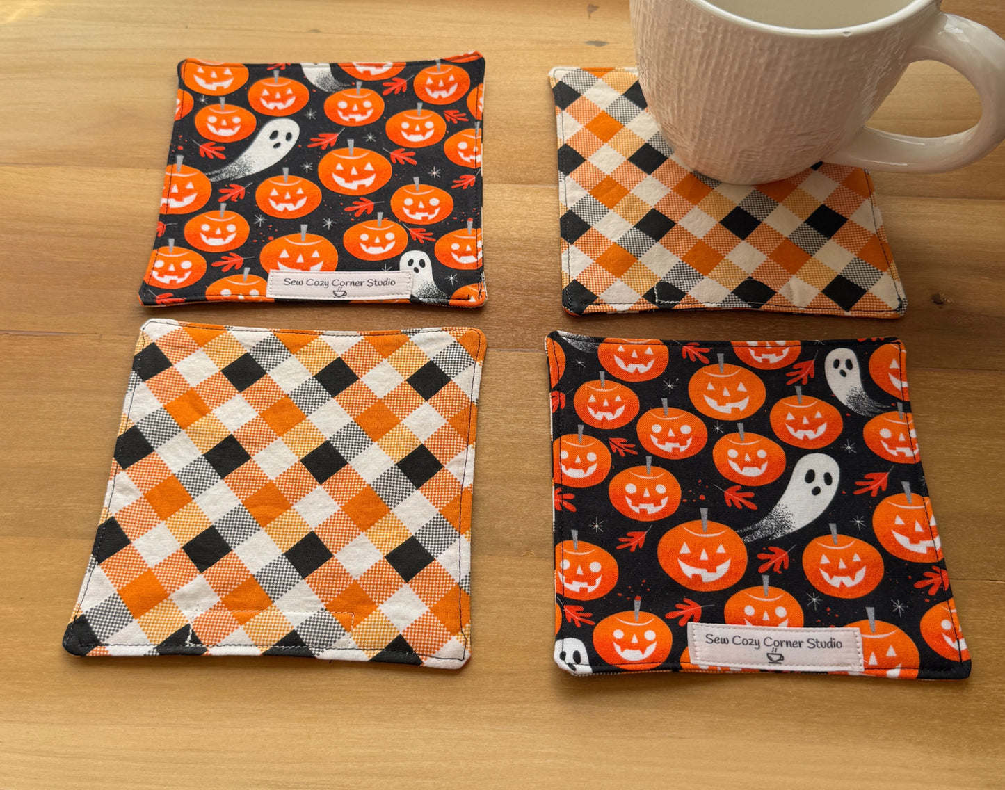 Ghosts and Pumpkins Large Coasters, Set of 4