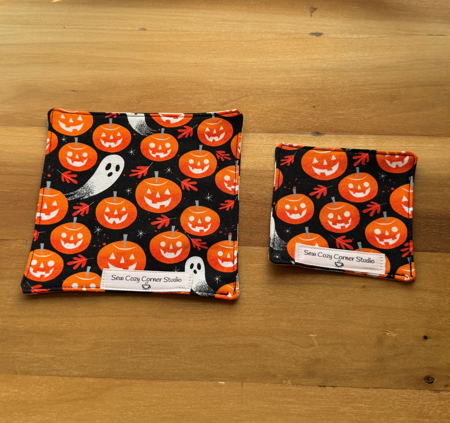 Ghosts and Pumpkins Mini Coasters, Set of 4