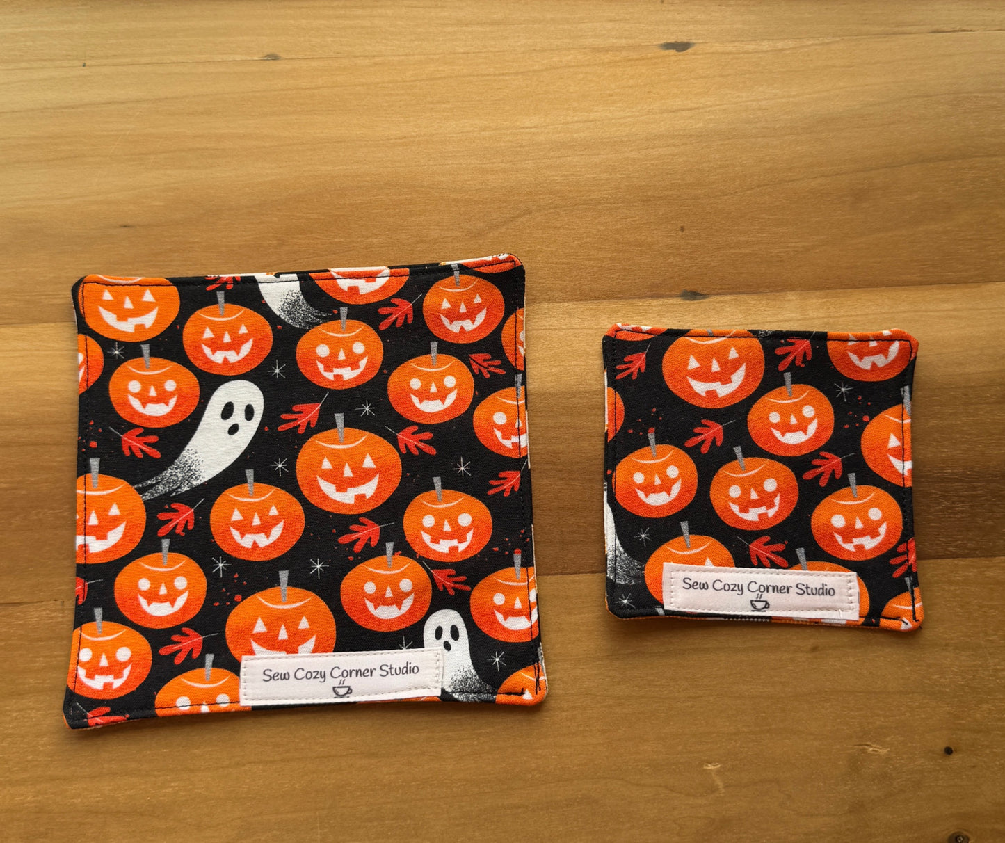 Ghosts and Pumpkins Large Coasters, Set of 4