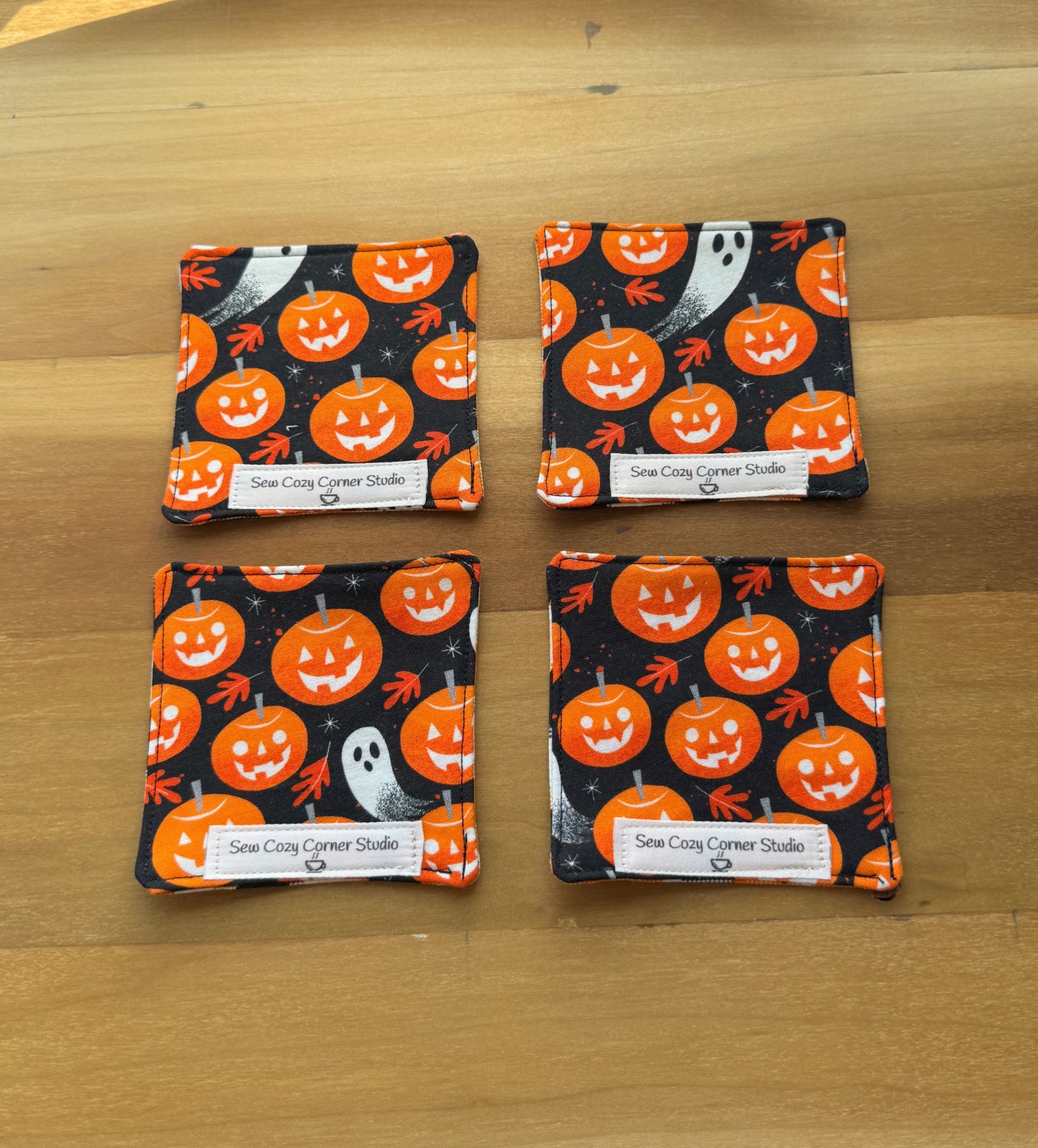 Ghosts and Pumpkins Mini Coasters, Set of 4