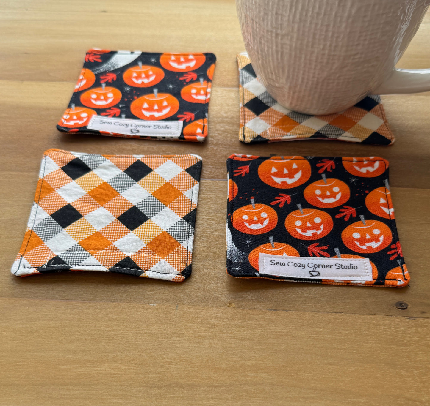 Ghosts and Pumpkins Mini Coasters, Set of 4