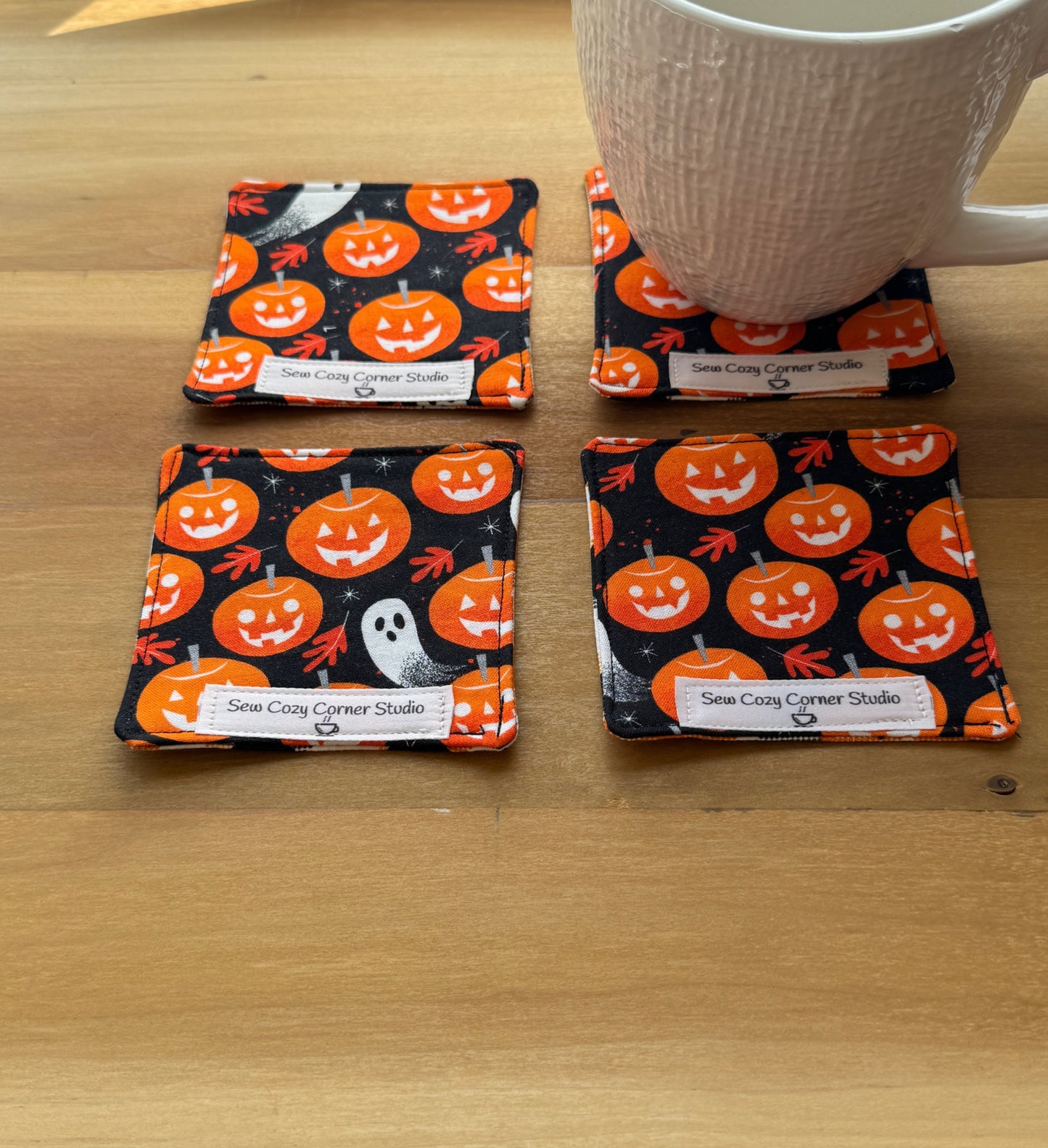 Ghosts and Pumpkins Mini Coasters, Set of 4