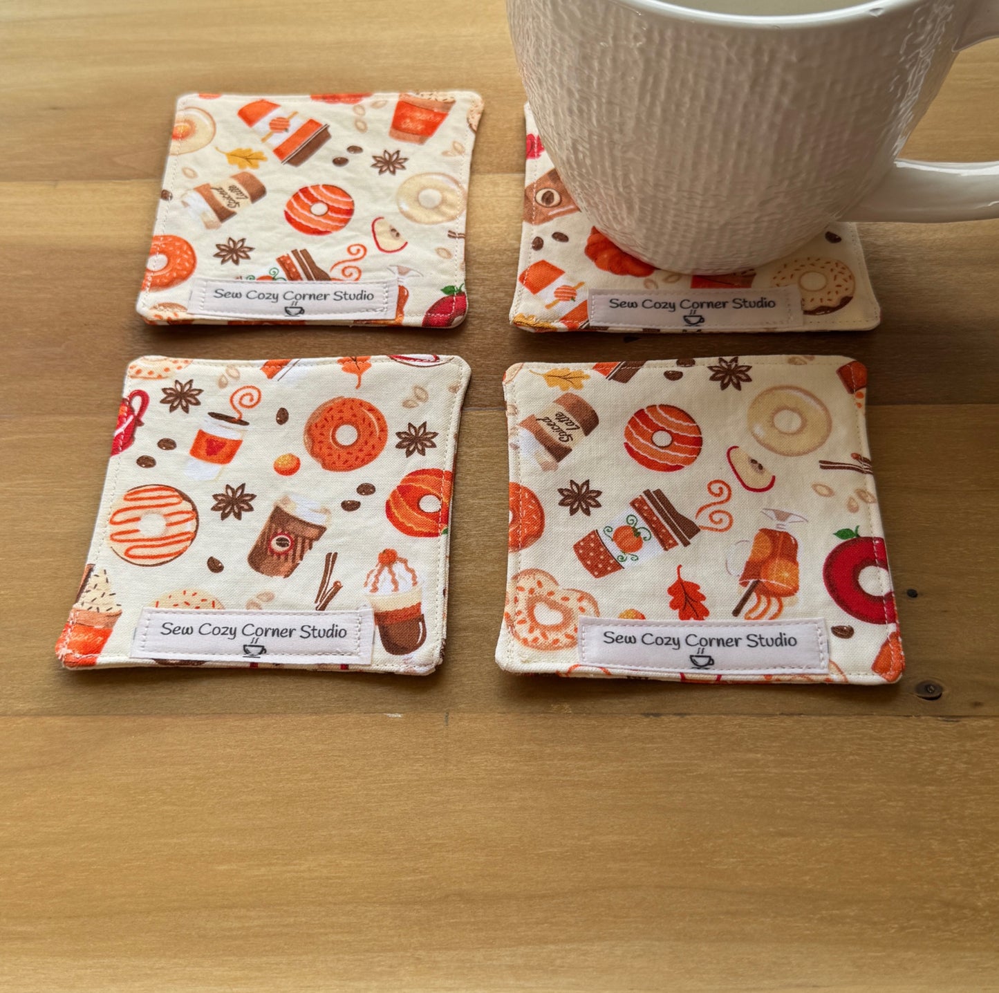 Harvest Cafe Mini Coasters, Set of 4