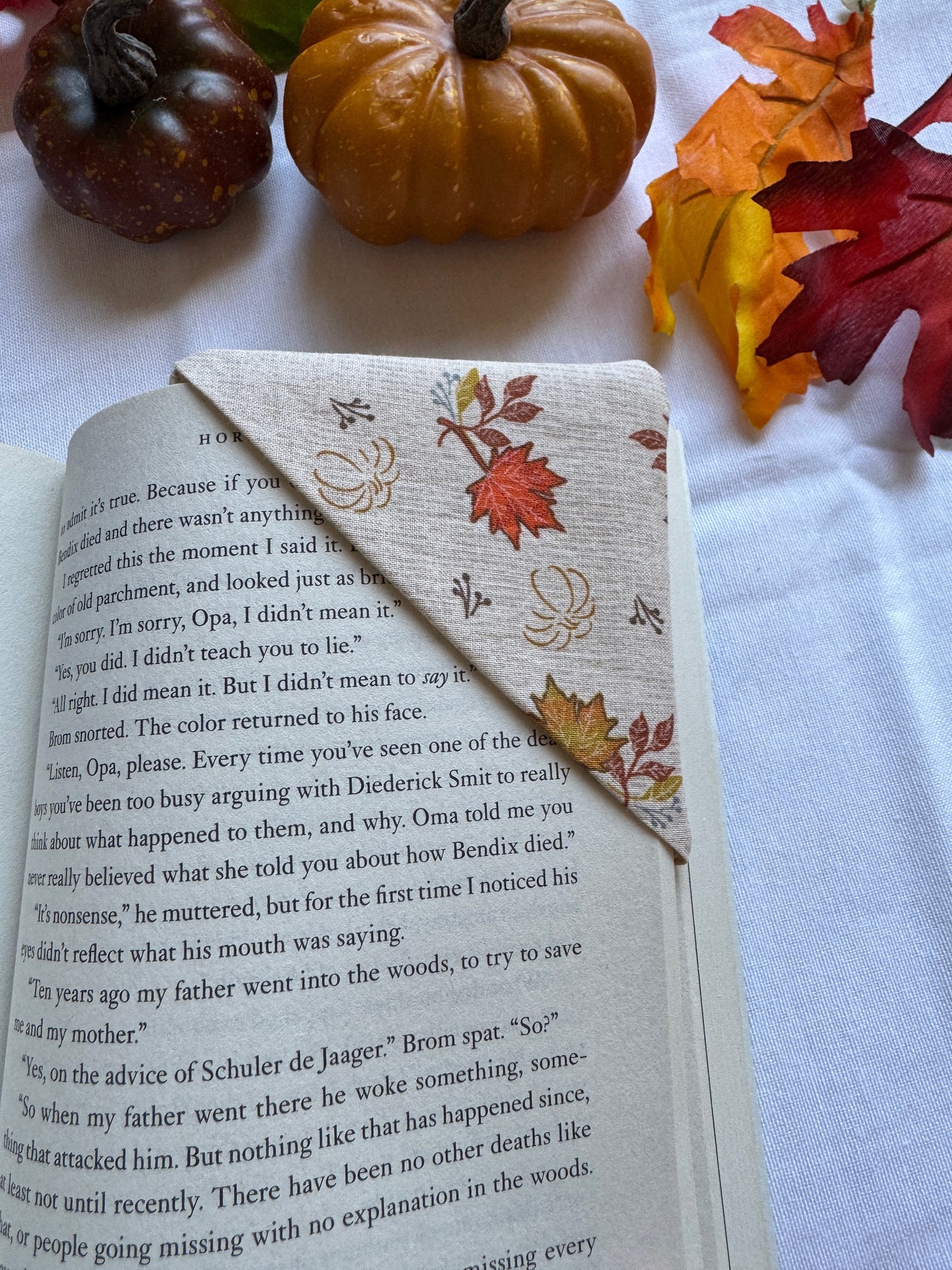 Pumpkins and Leaves Corner Bookmark