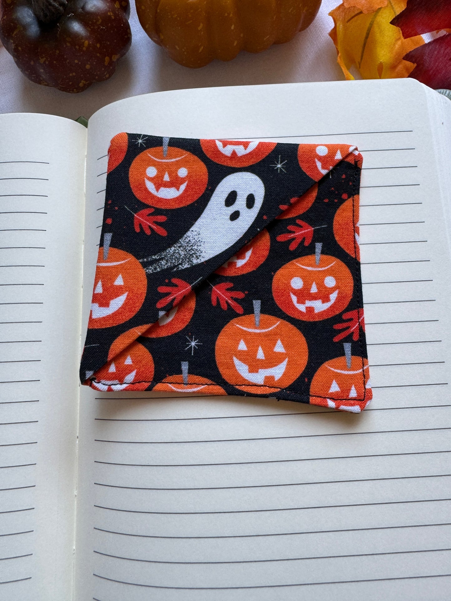 Ghost and Pumpkins Corner Bookmark