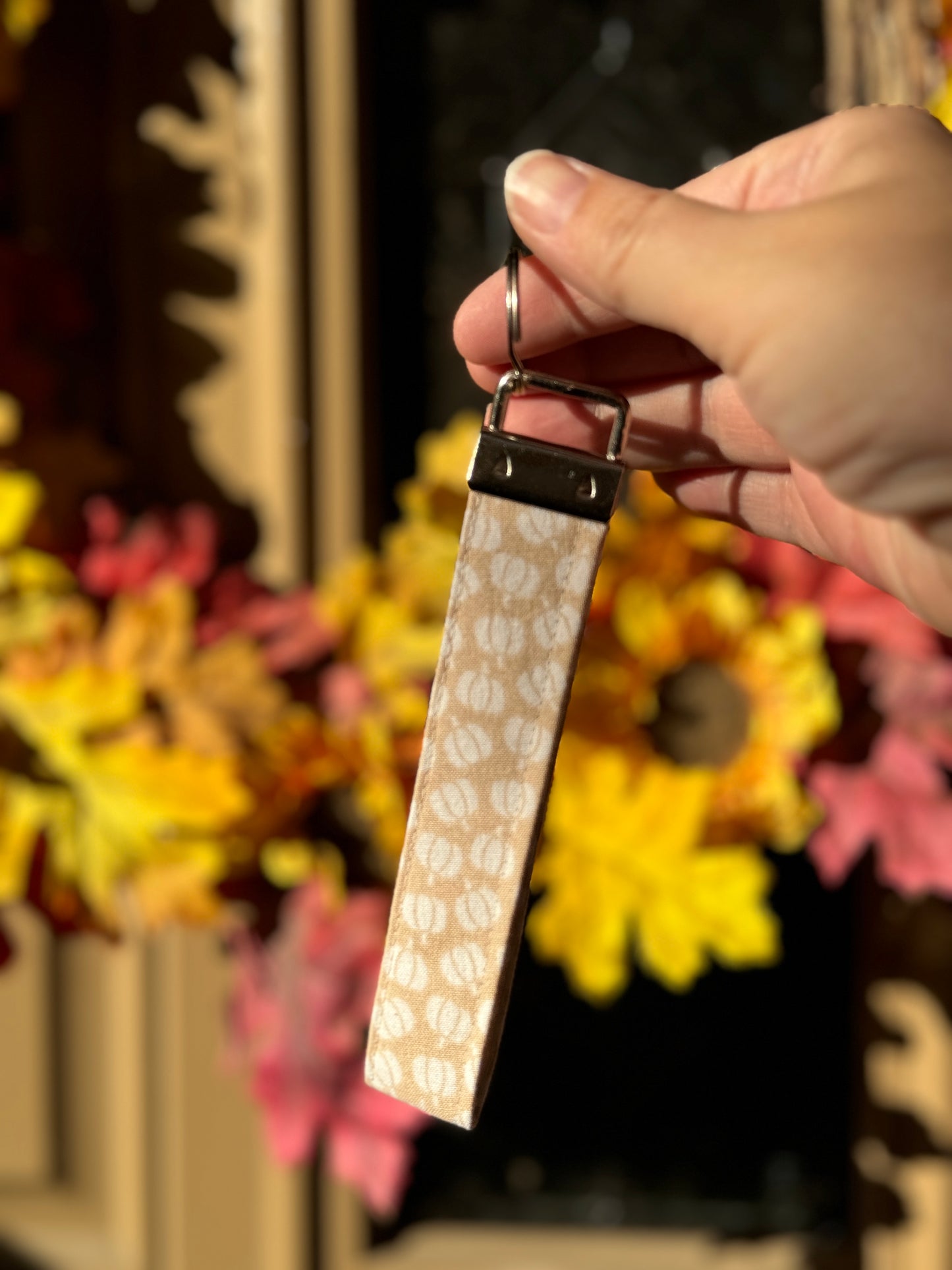 Fall Pumpkin Key Wristlet