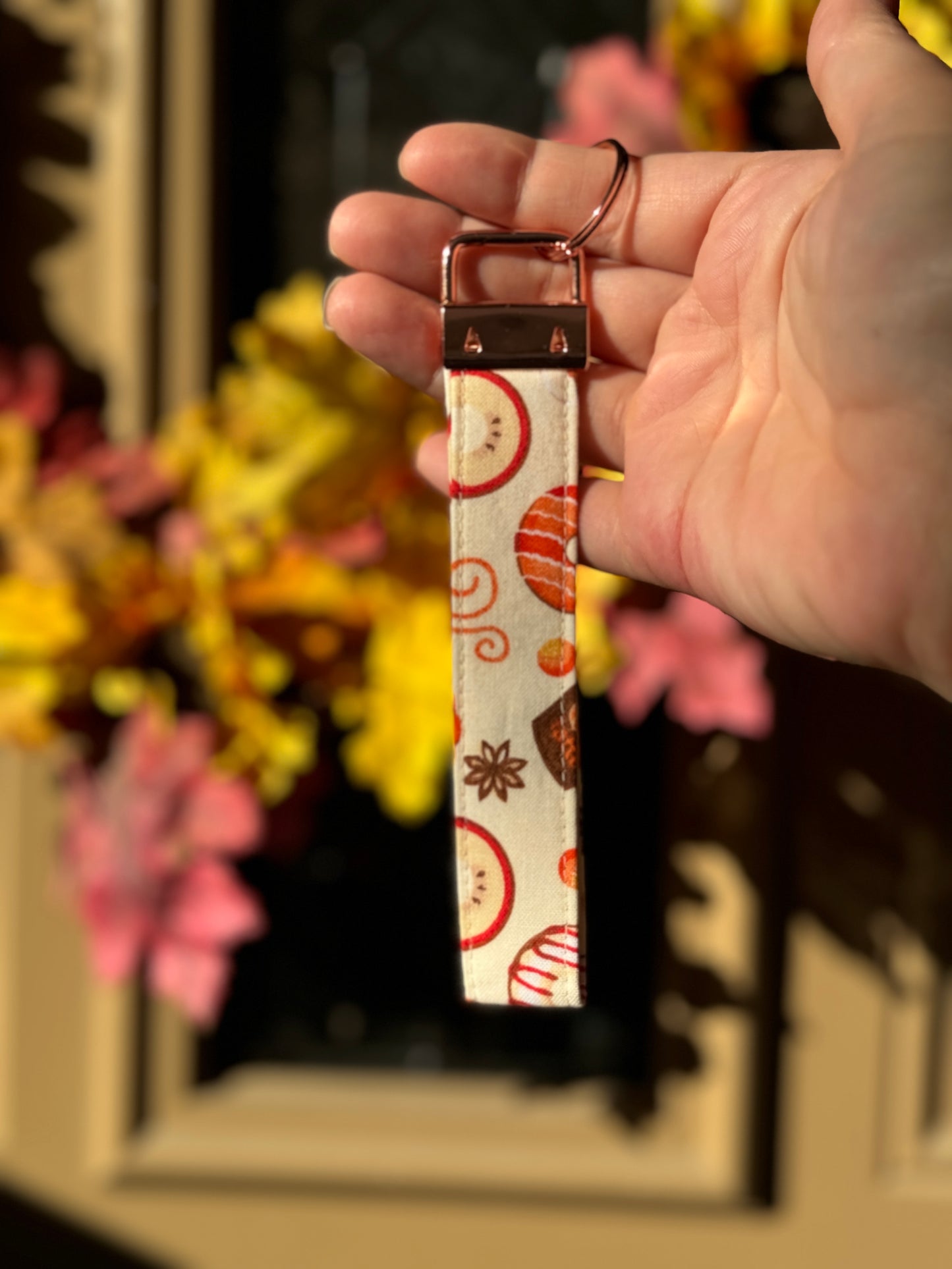 Fall Pumpkin Spice Key Wristlet