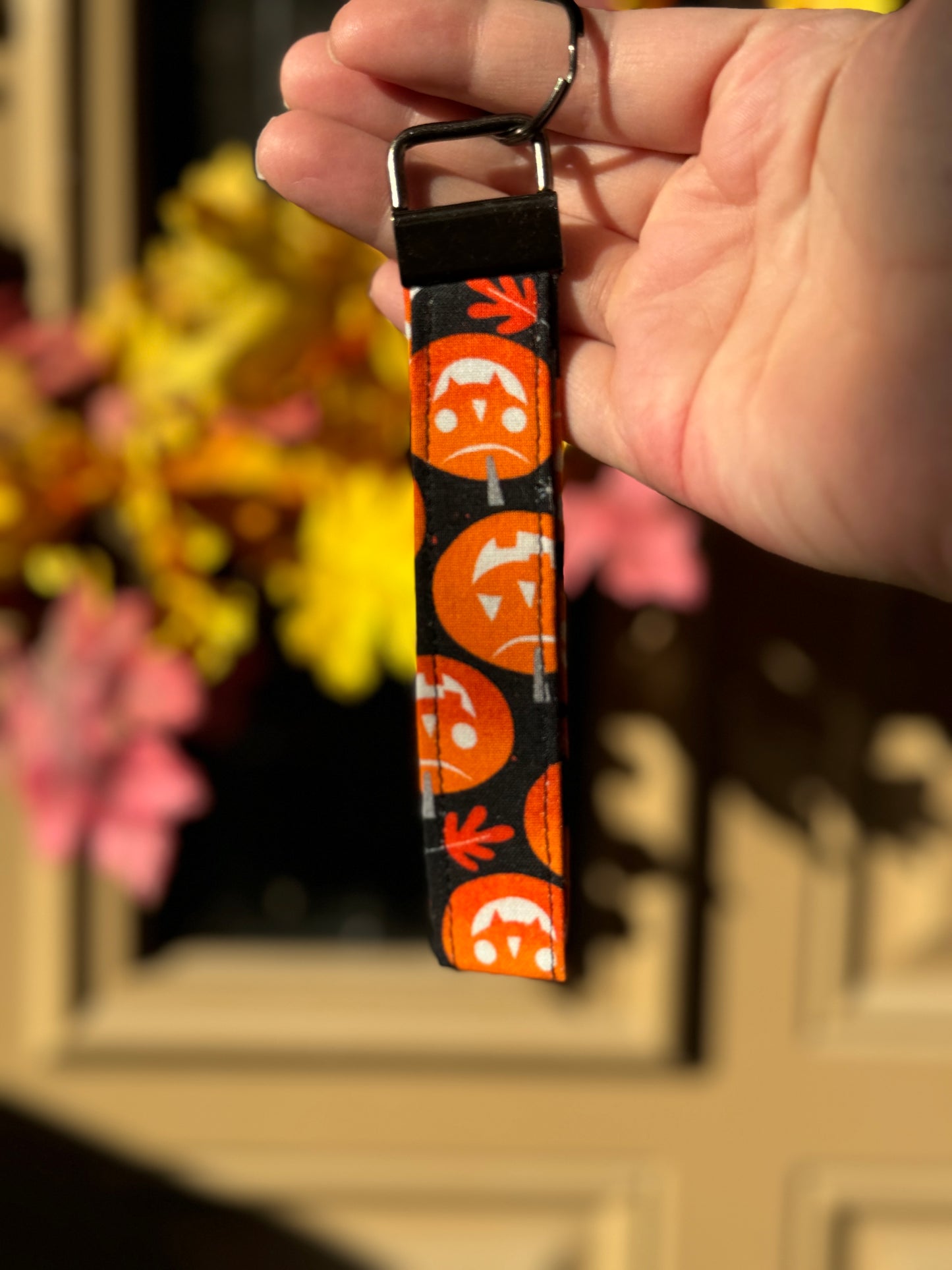 Halloween Jack o lantern Key Wristlet