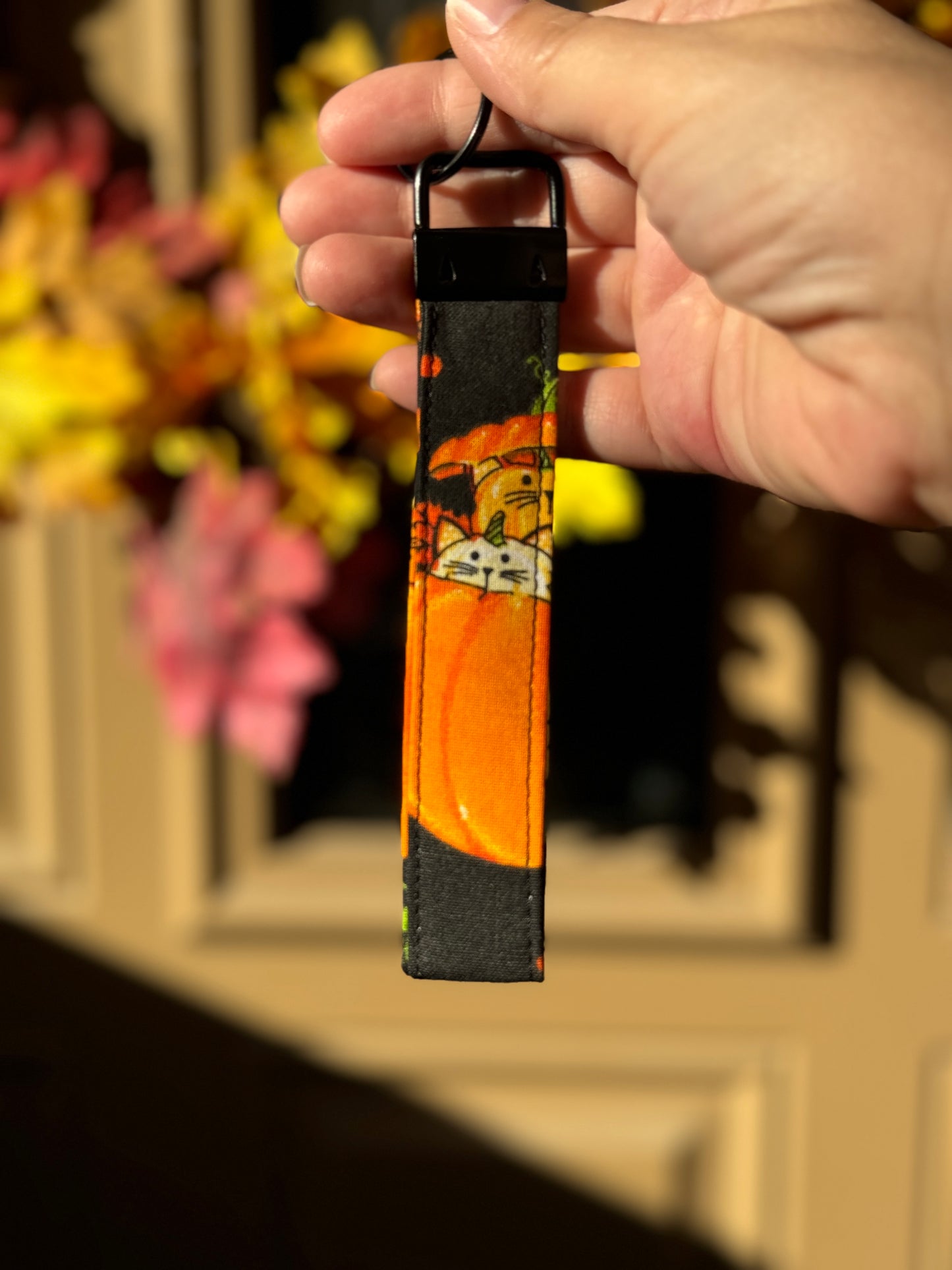 Pumpkin Cats Key Wristlet