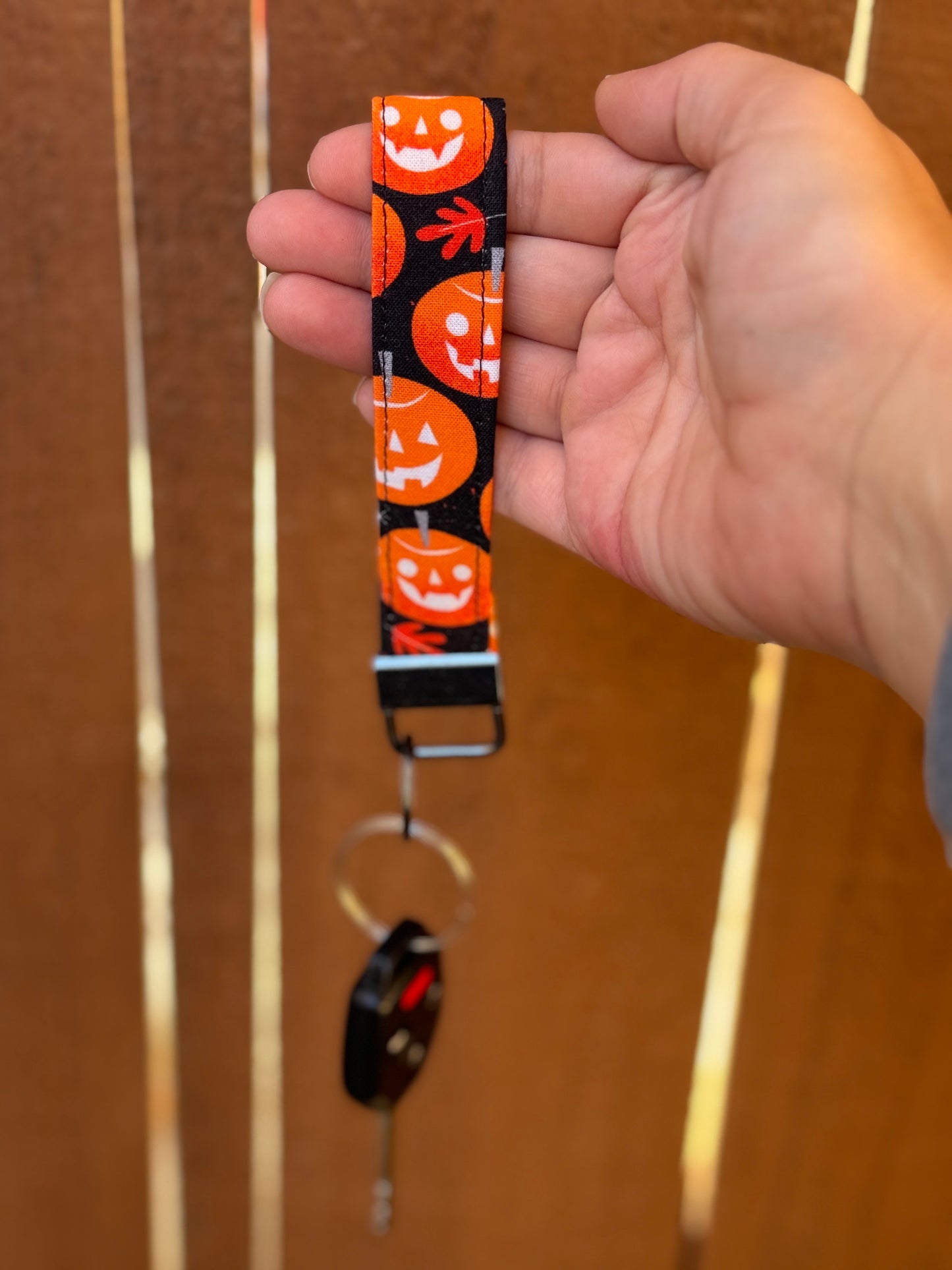 Halloween Jack o lantern Key Wristlet