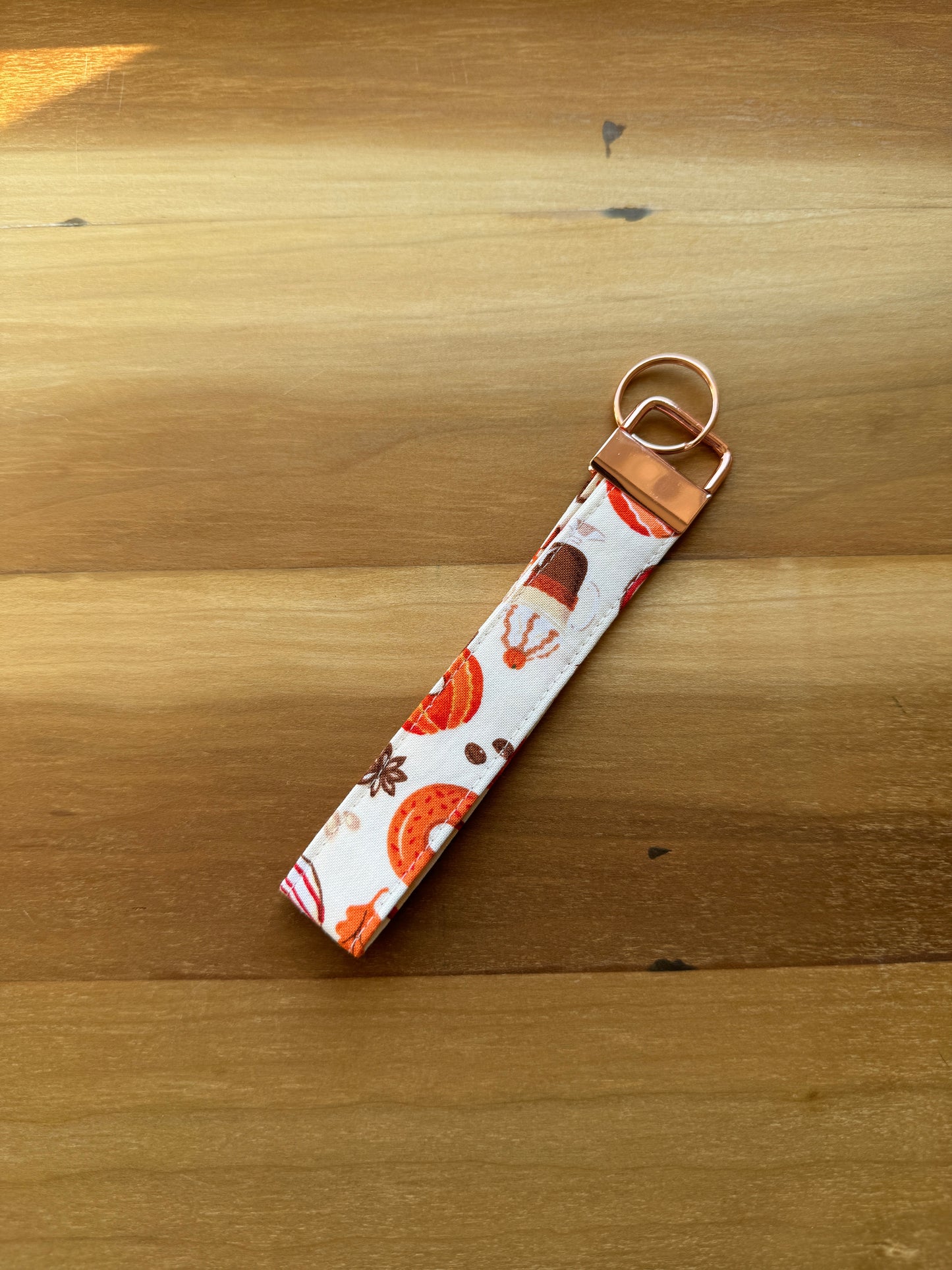 Fall Pumpkin Spice Key Wristlet