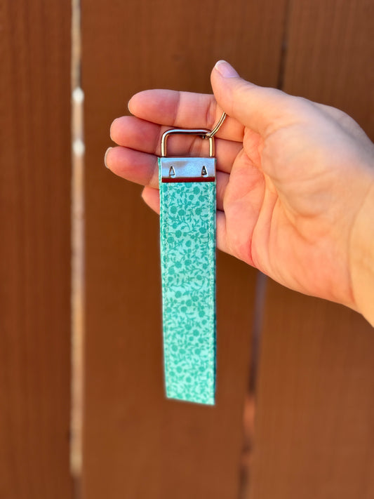 Green Flowers and Vines Key Wristlet