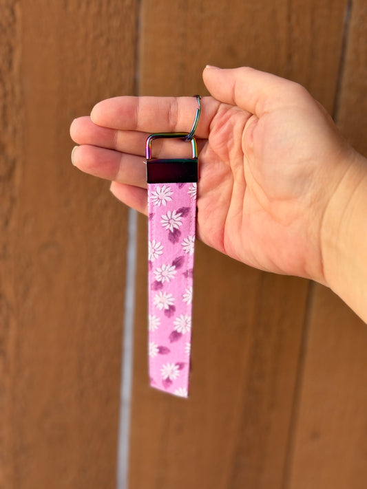 Purple Daisy Key Wristlet