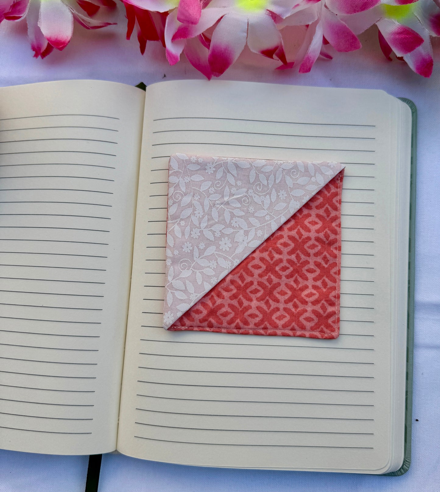 Peach and White Color Corner Bookmark