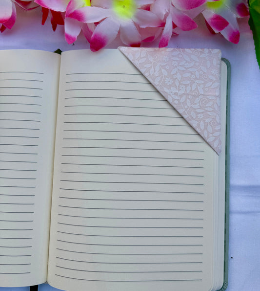 Peach and White Color Corner Bookmark