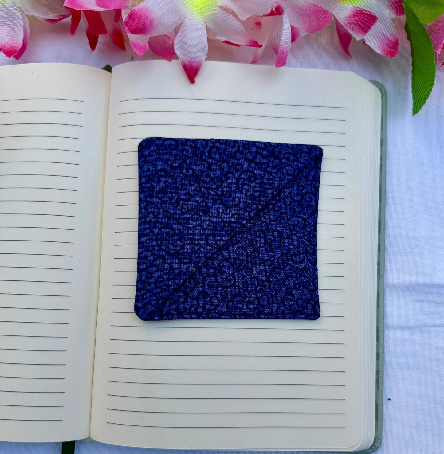 Navy Blue Corner Bookmark with Swirls