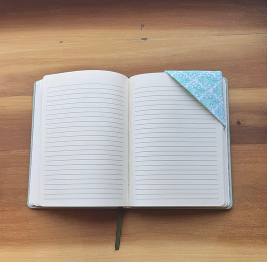 Teal and WhiteCorner Bookmark