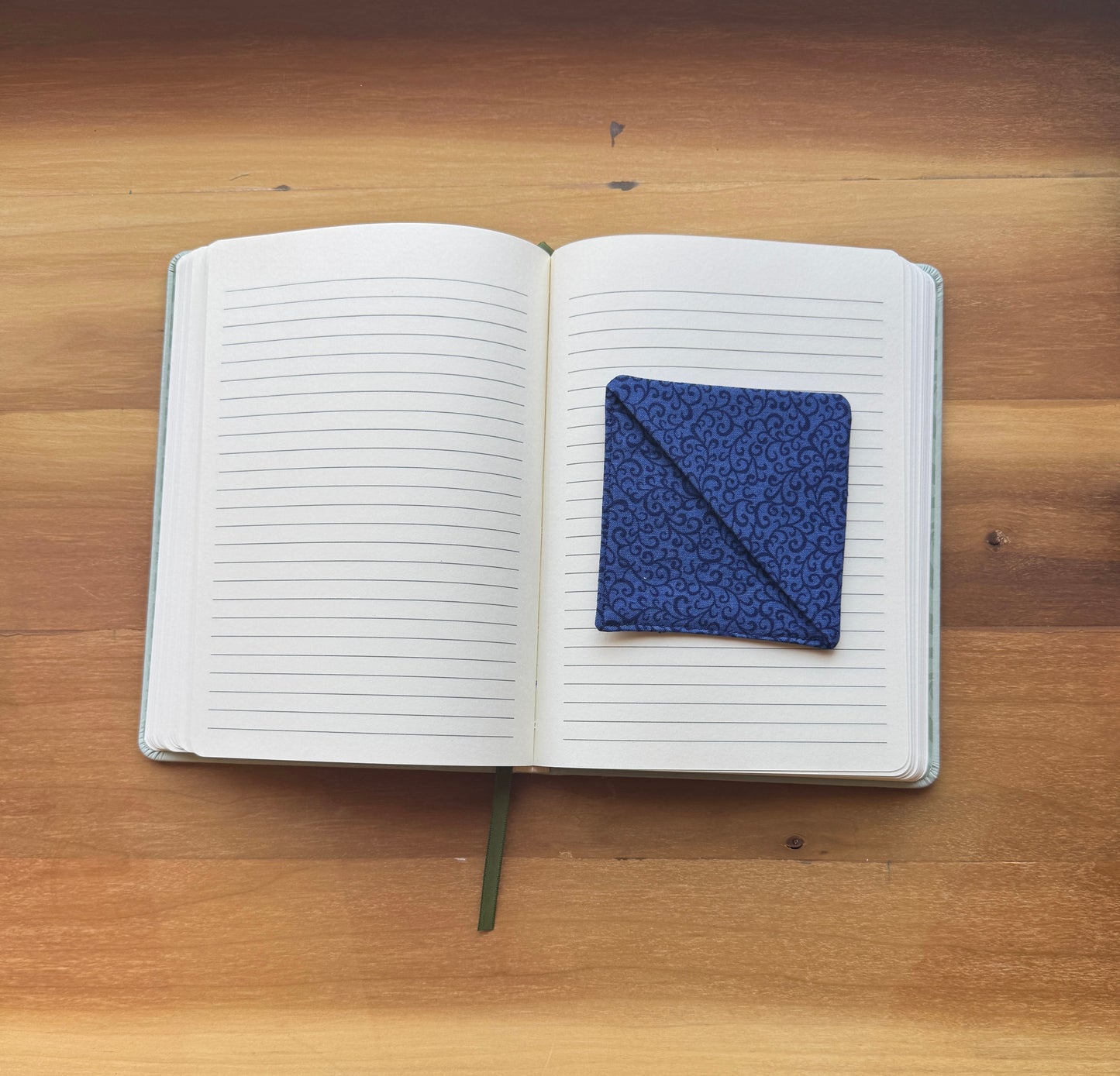 Navy Blue Corner Bookmark with Swirls