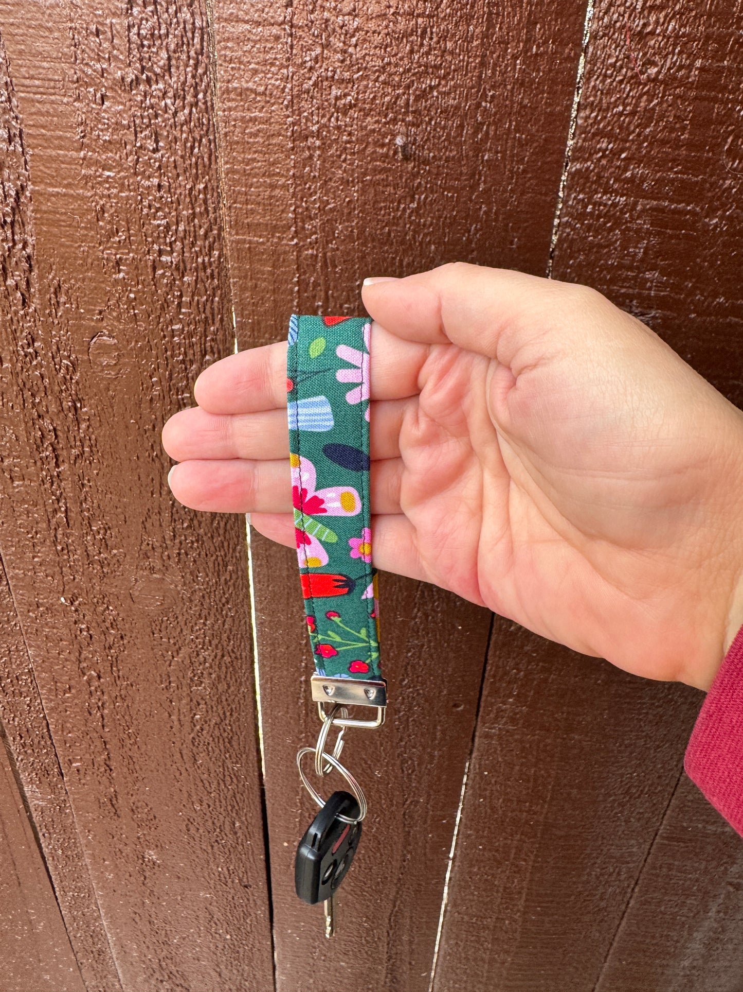 Mushroom and Flowers Key Wristlet