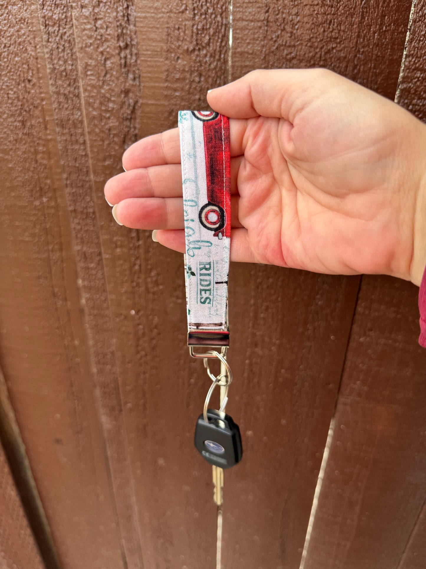 Christmas Red Truck Key Wristlet