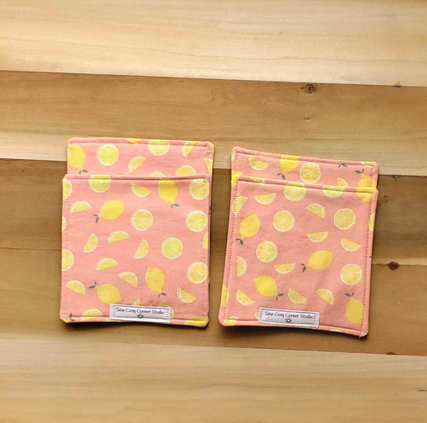 Lemon Cloth Coasters - Set of 4, Fabric Mug Rugs