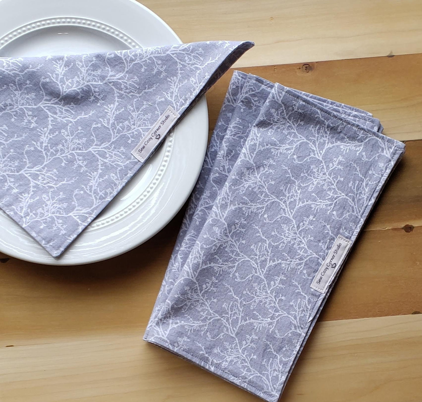 Simple Gray Cloth Napkins - Set of 4, Everyday Table Setting, Double Sided