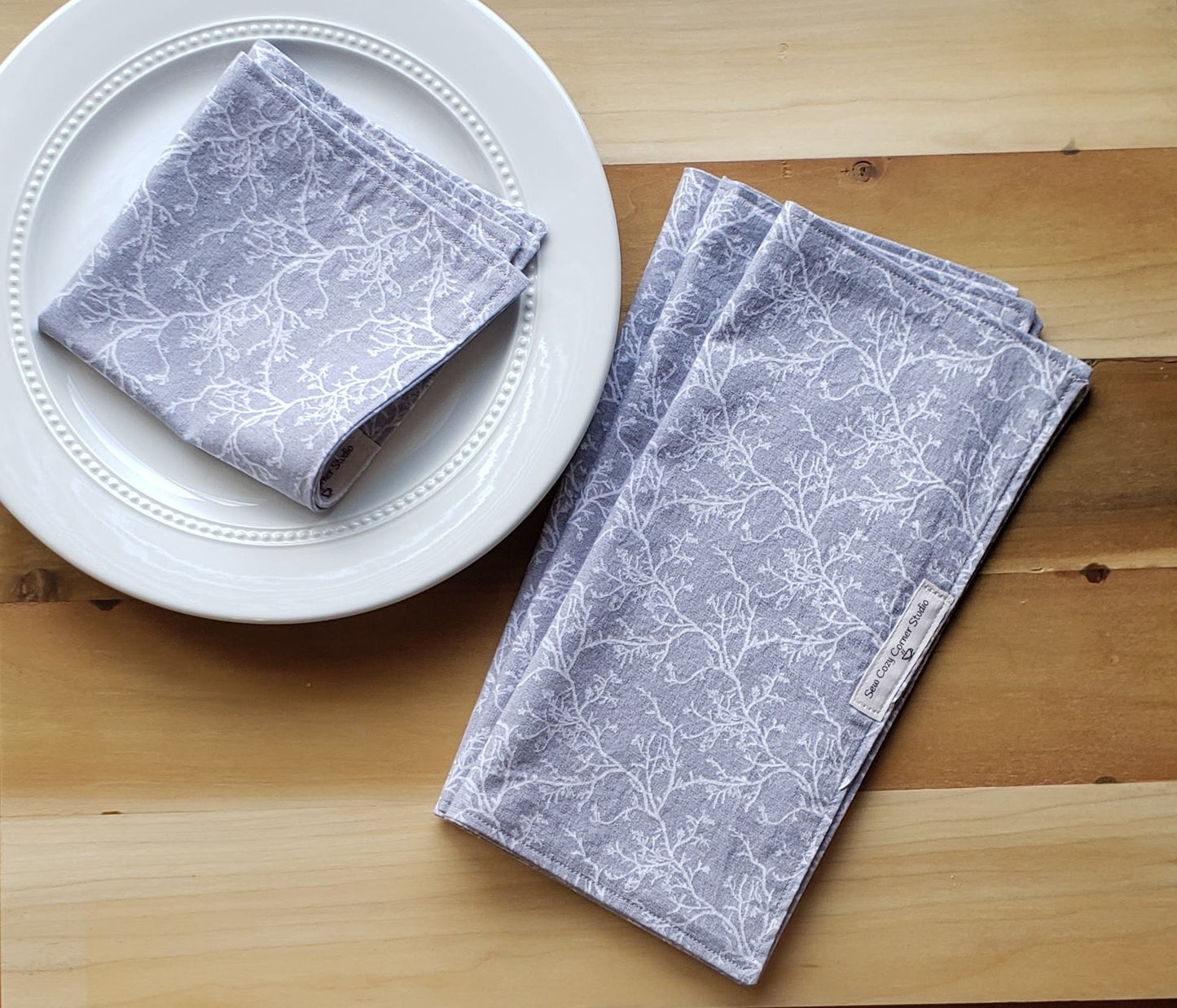 Simple Gray Cloth Napkins - Set of 4, Everyday Table Setting, Double Sided