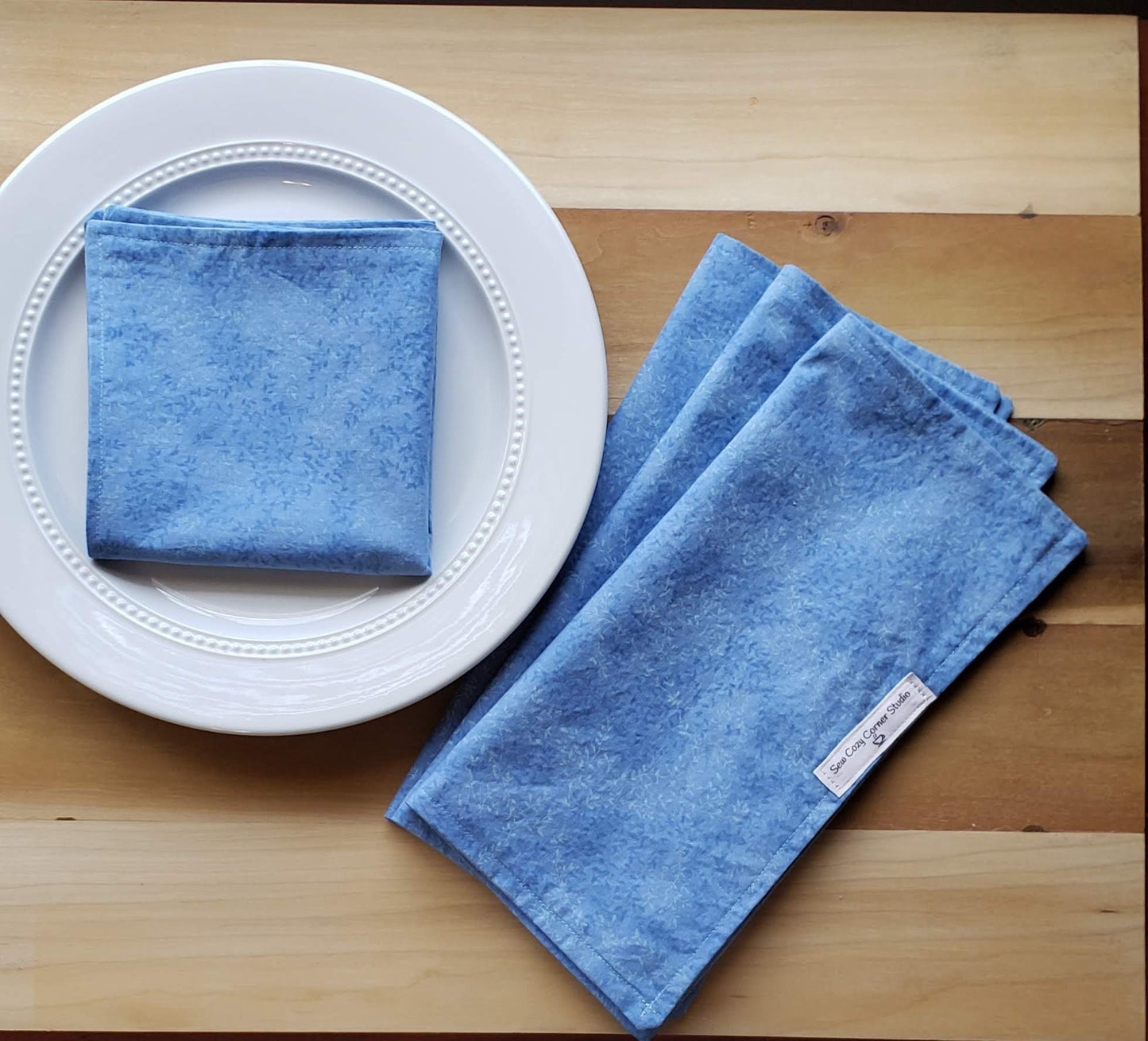 Simple Blue Cloth Napkins - Set of 4, Everyday Table Setting