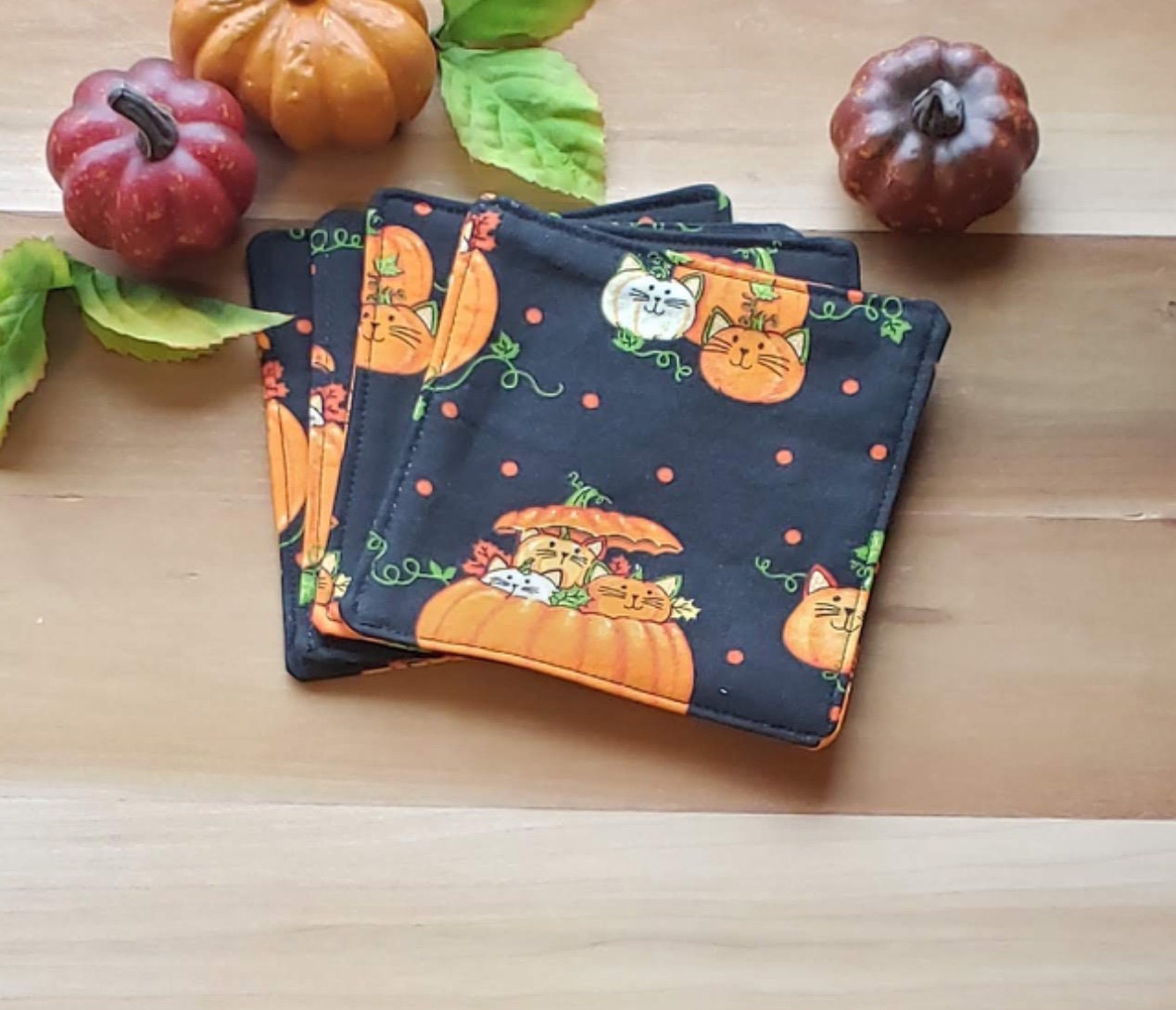 Pumpkin Cats - Set of 4 Coasters